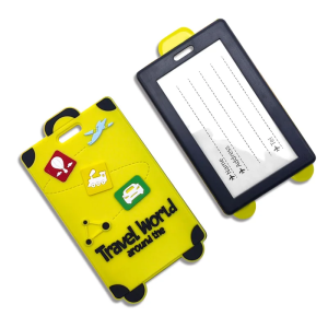 Soft Rubber Luggage Tag Embossed Yellow