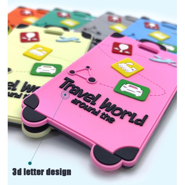 Soft Rubber Luggage Tag Embossed Grey